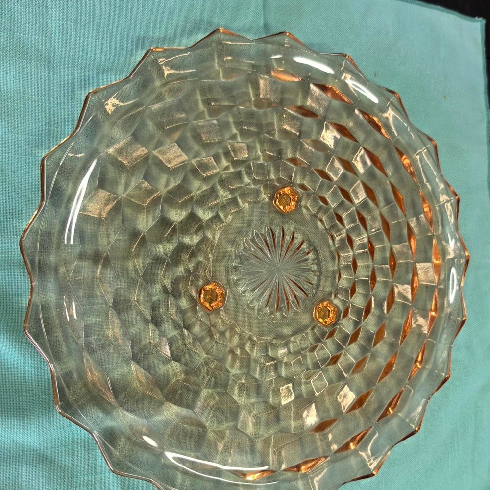Vintage Pink Depression Glass Cake Stand